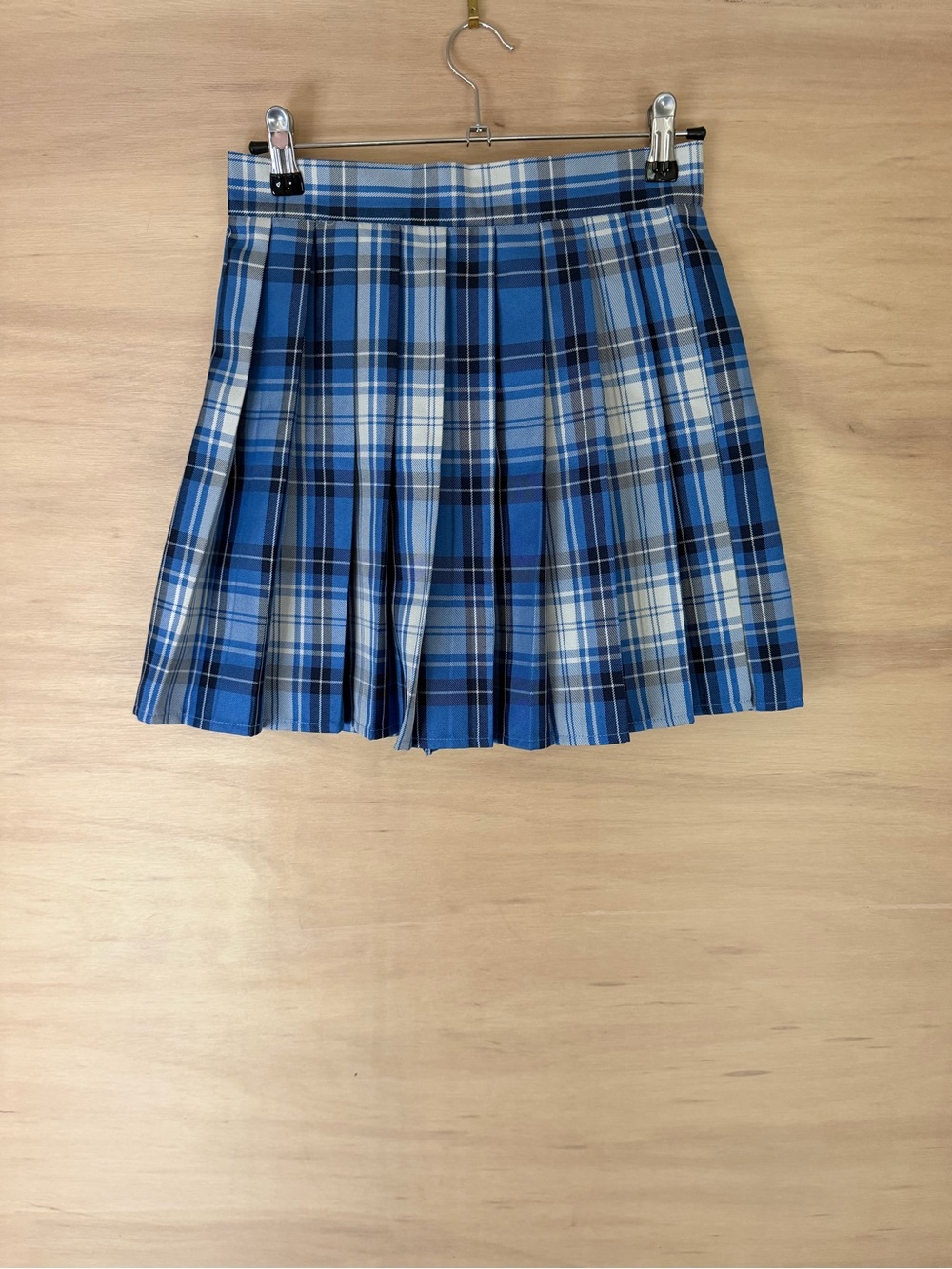 Blue Plaid Pleated Mini Skirt Size M